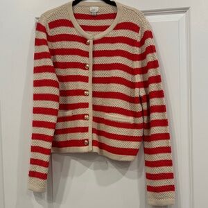 A New Day Red and Cream Striped Women's Sweater